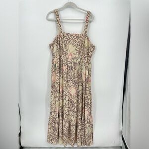 Knox Rose cream Floral Patterned Tiered sleeveless Maxi Dress XXL Shirred back